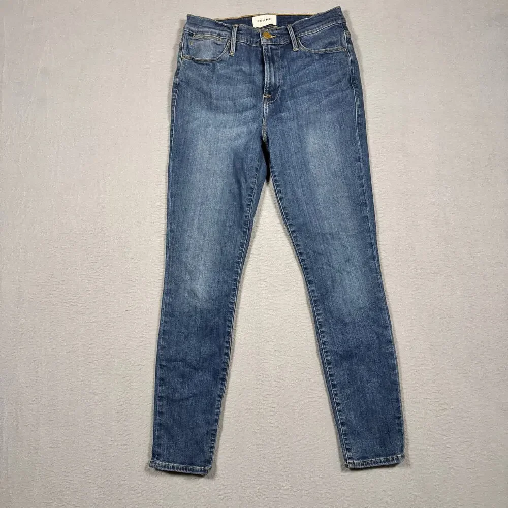 FRAME Denim Women's Premium Le High Skinny Crop Blue Jeans Stretch Mid Rise - 27